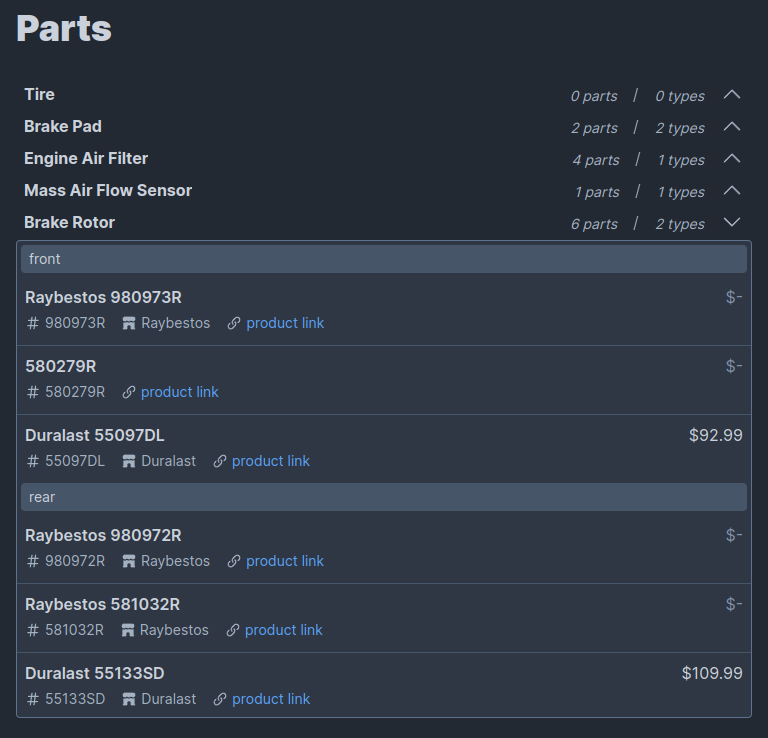 barn part list view